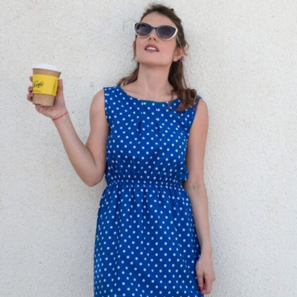 Polka Dot Summer Dress - Royal Blue