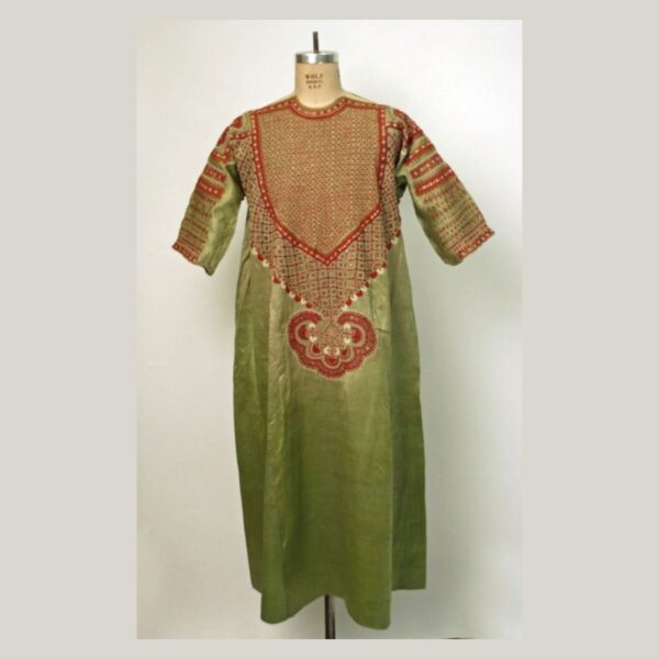 Embroidered Silk Kurti - Olive