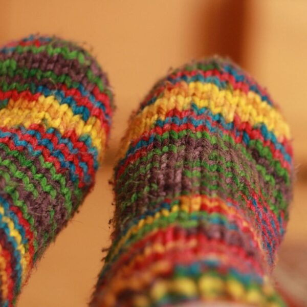 Hand-knit Woolen Socks - Rainbow